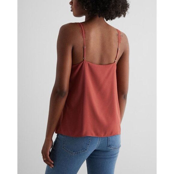 Express Womens Satin Lace Strap V-Neck Downtown Cami Desert Rose Size XS NWT $44 - Picture 3 of 16